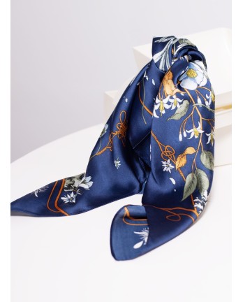 Carré de soie Samleen - bleu indigo