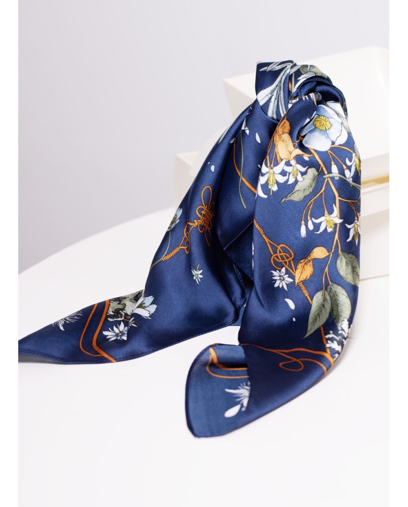 Carré de soie Samleen - bleu indigo