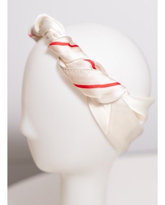 Carre de soie satin - ivoire et rouge